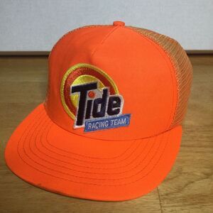 Vintage Tide Racing Team Snapback Trucker Hat Cap NASCAR‎ Patch Mesh USA 1990s